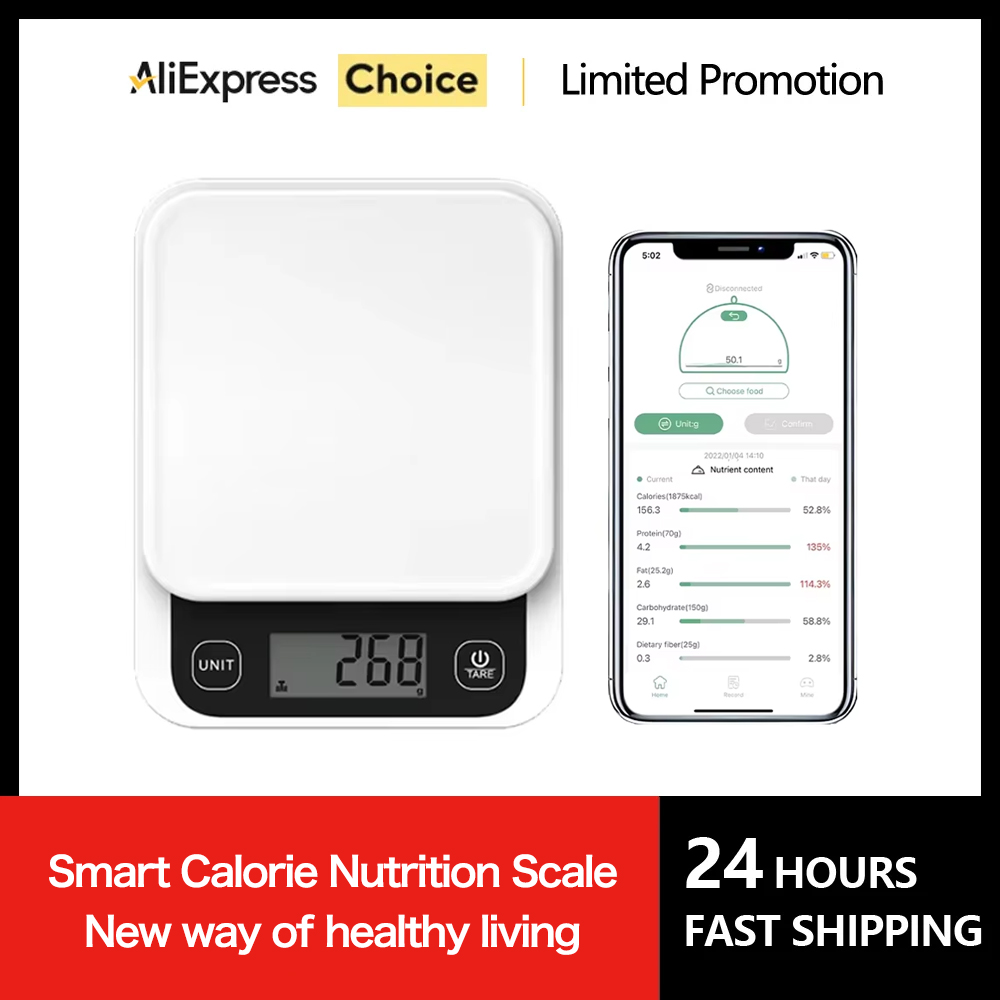 Nutrition & Fitness Hub - 5kg/0.1g/1g Smart Kitchen Scales Nutrition Scale